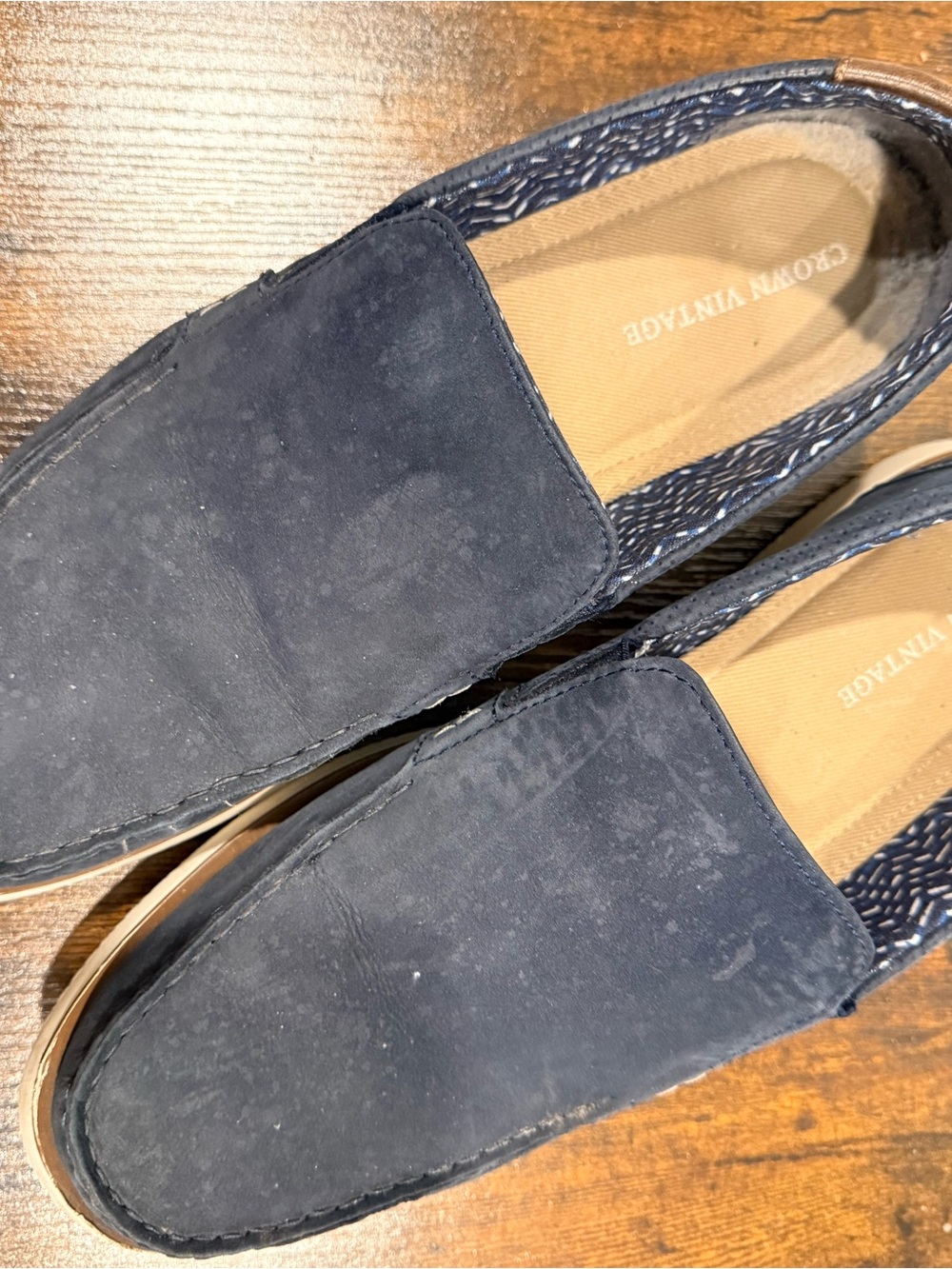 Crown Vintage Navy Suede Slip-On Loafers